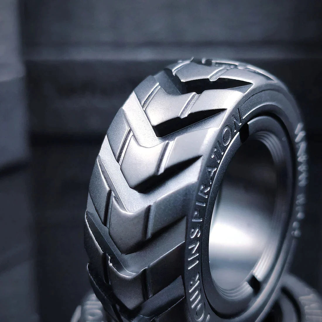 Titanium 8MM Motorcycle Tire Tread Dome Wedding Band Ring